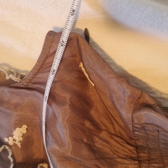 Lithe Laurel Elegant Lace Trim Ruffled Neckline Cap Slv Nylon Rayon Sz 6 Dress - Picture 10 of 12